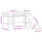 vidaXL Lit mezzanine enfants et tour blanc/noir 90x200 cm pin massif