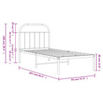 vidaXL Cadre de lit métal sans matelas avec tête de lit noir 90x200 cm