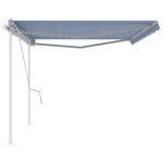 vidaXL Auvent manuel rétractable avec poteaux 5x3 5 m Bleu et blanc