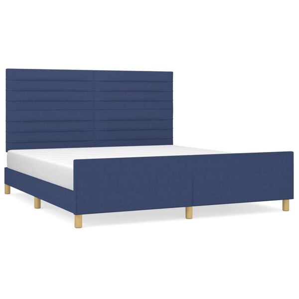 vidaXL Cadre de lit avec tête de lit Bleu 180 x 200 cm Tissu