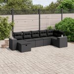 vidaXL Salon de jardin 7 Pièces avec coussins noir résine tressée
