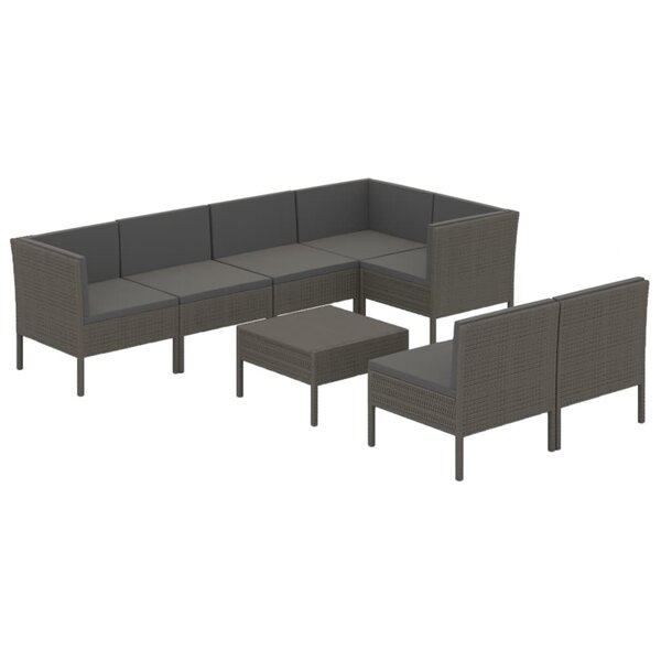 Salon de jardin meuble d'extérieur ensemble de mobilier 8 pièces avec coussins résine tressée gris 02_0017687