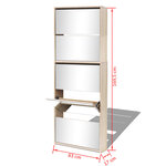vidaXL Meuble à chaussures 5 étagères et miroir 63x17x169 5 cm Chêne