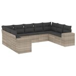 vidaXL Salon de jardin 9 Pièces avec coussins gris clair résine tressée