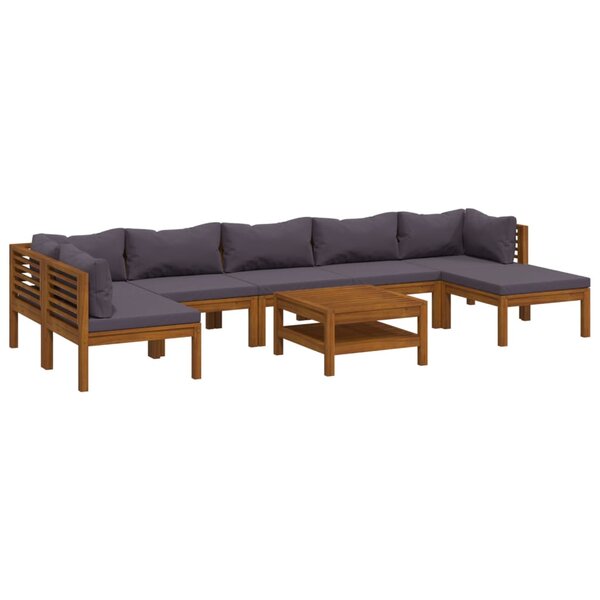 vidaXL Salon de jardin 8 Pièces avec coussin Bois d'acacia solide
