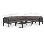 vidaXL Salon de jardin 7 Pièces avec coussins Résine tressée Anthracite
