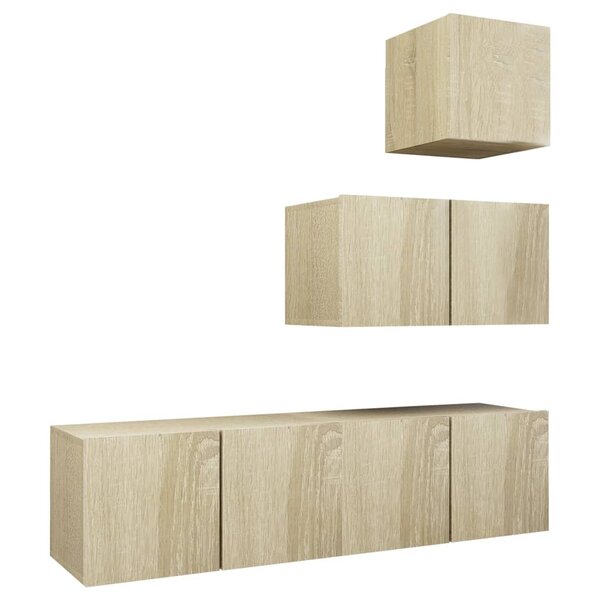 vidaXL Ensemble de meubles TV 4 Pièces Chêne sonoma Bois d'ingénierie