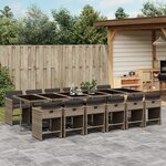vidaXL Ensemble à manger de jardin coussins 13 Pièces gris résine tressée