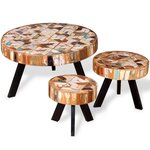 vidaXL Ensemble de table basse 3 pièces Bois de récupération massif