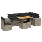 vidaXL Salon de jardin avec coussins 7 Pièces gris résine tressée