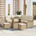 Ensemble de Canapés de Jardin vidaXL 8 Pièces avec Coussins Beige Rattan Acacia