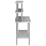 vidaXL Table de travail de cuisine avec étagère 120x60x150 cm Inox