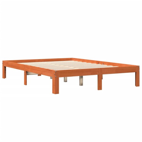 vidaXL Cadre de lit sans matelas cire marron 135x190cm bois pin massif