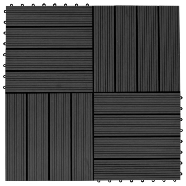 vidaXL Carreaux de terrasse 22 Pièces 30 x 30 cm 2 m² WPC Noir