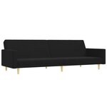 vidaXL Canapé-lit à 2 places avec repose-pied noir tissu