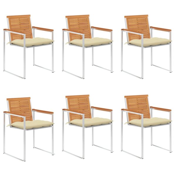 vidaXL Chaises de jardin 6 Pièces avec coussins Bois d'acacia solide