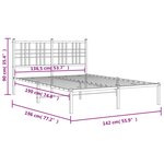 vidaXL Cadre de lit métal avec tête de lit blanc 135x190 cm