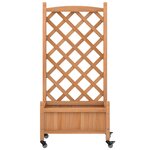 vidaXL Jardinière avec treillis et roues marron bois massif de sapin