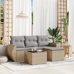 vidaXL Salon de jardin avec coussins 5 Pièces beige résine tressée