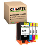 COMETE, Entreprise Française- 920XL- pack 4 Cartouches Compatibles HP