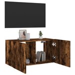 vidaXL Meuble TV mural avec lumières LED chêne fumé 80x35x41 cm