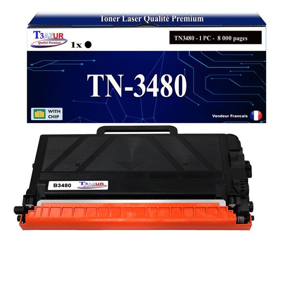 T3AZUR- Toner compatible avec Brother TN3480  TN3430 pour Brother HL-L5000D  HL-L5100DN  HL-L5100DNT  HL-L5100DNTT  HL-L5200DW  HL-L5200DWT  HL-L6250DN- 8 000 pages