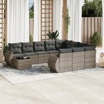 vidaXL Salon de jardin 11 Pièces avec coussins gris résine tressée