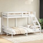 vidaXL Lit superposé sans matelas 80x200/140x200 cm blanc bois massif