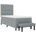 vidaXL Lit à ressorts avec matelas et banc gris clair 90x200 cm en tissu