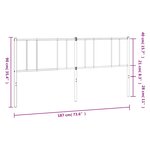 vidaXL Tête de lit métal noir 180 cm