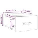 vidaXL Table de chevet murale gris béton 35x35x20 cm