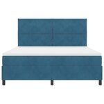Lit Box Spring vidaXL avec Matelas & LED Bleu Foncé 180x200 cm Velours