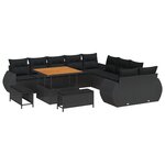 Ensemble de canapé de jardin vidaXL 13 pièces avec coussins Noir Rotin synthétique Acacia