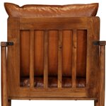 vidaXL Fauteuil Marron Cuir véritable avec bois d'acacia