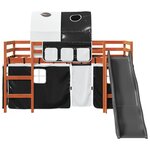 vidaXL Lit mezzanine enfants et tunnel blanc/noir 90x200 cm pin massif