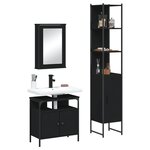 vidaXL Ensemble de meubles salle de bain 3 Pièces noir bois d'ingénierie