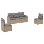 vidaXL Salon de jardin avec coussins 5Pièces mélange beige résine tressée