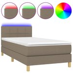 vidaXL Sommier à lattes de lit avec matelas LED Taupe 90x190 cm Tissu
