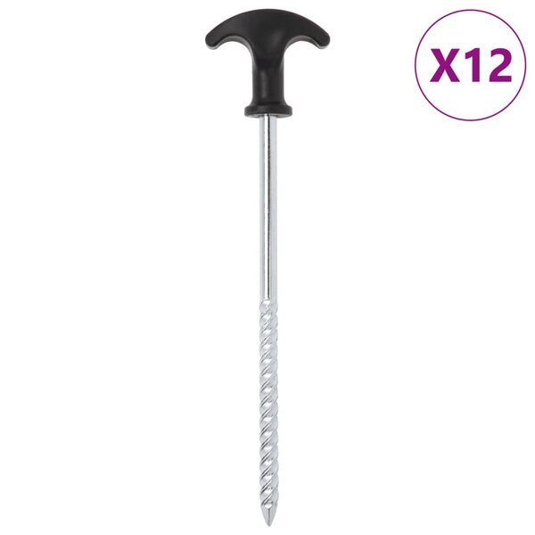 vidaXL Piquets de tente 12 Pièces 20 cm Ø7 mm acier galvanisé