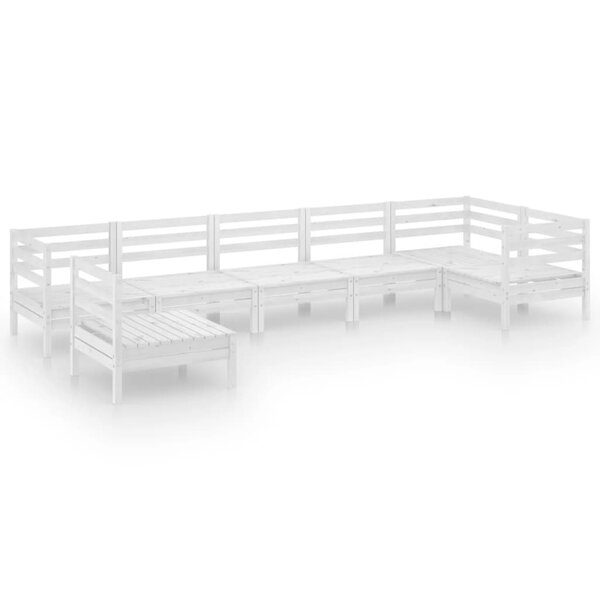 Salon de jardin meuble d'extérieur ensemble de mobilier 7 pièces bois de pin massif blanc 02_0017404