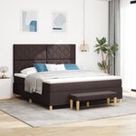vidaXL Lit à Ressort avec Matelas & Banc Marron Foncé 180x200 cm Tissu