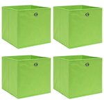 vidaXL Boîtes de rangement 4 Pièces Vert 32x32x32 cm Tissu