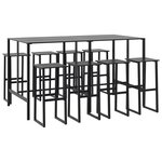 vidaXL Ensemble de bar de jardin 9 Pièces noir acier enduit de poudre