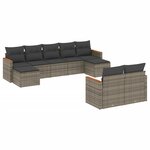 vidaXL Salon de jardin 9 Pièces avec coussins gris résine tressée