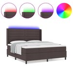 Lit à ressorts vidaXL avec matelas et LED Marron foncé 180x200 cm Tissu