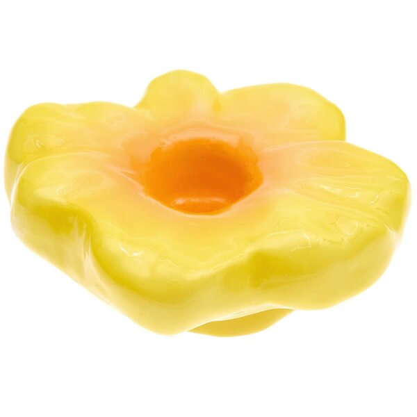 Bougeoir en céramique fleur jaune