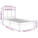 vidaXL Cadre de lit sans matelas 75x190 cm bois de pin massif
