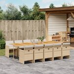vidaXL Ensemble à manger de jardin et coussins 11 Pièces beige poly rotin