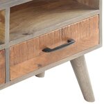 vidaXL Meuble TV Gris 130x35x51 cm Bois massif de manguier brut