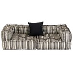 Vidaxl pouf modulaire à 2 places gris rayé tissu